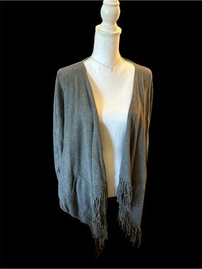 Banana Republic Open-Front Fringe Hem Cardigan with POCKETS!
